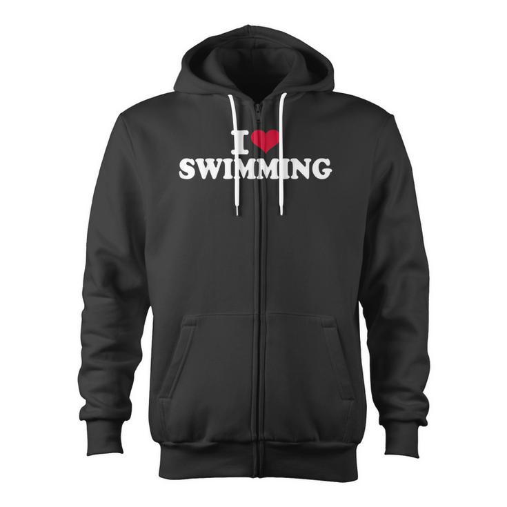 I Love Swimming Zip Up Hoodie
