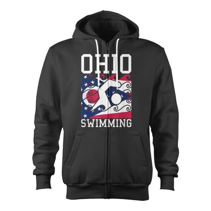 Ohio Flag Swimming Team Swim Swimmer US State Zip Up Hoodie