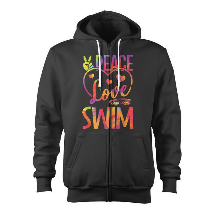 Peace Love Swim Swimming Tie Dye Swimmer Swimming Swim Team Zip Up Hoodie