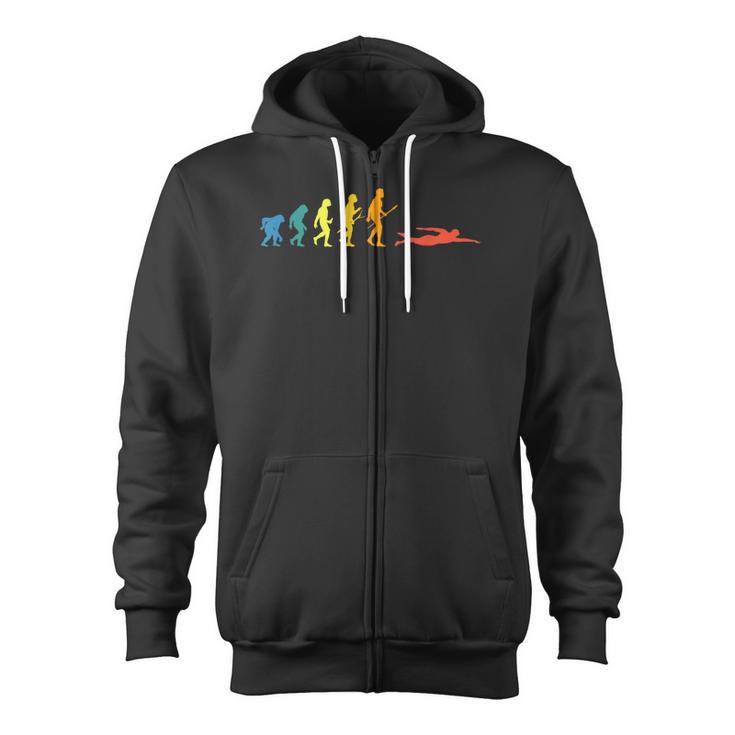 Retro Swimming Evolution For Swimmers Summer Water Lovers Zip Up Hoodie