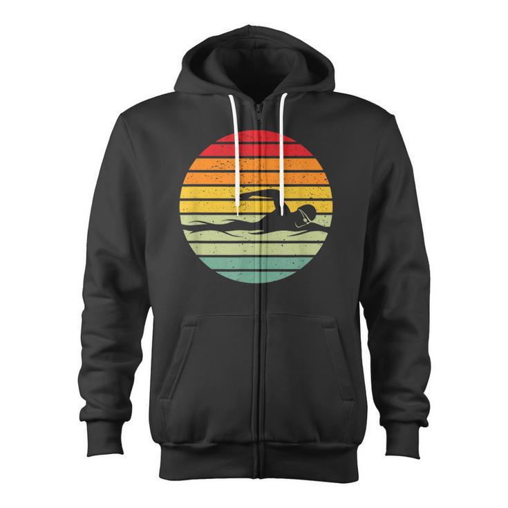 Swimming & Water Sport Vintage For Swimmers & Swim Coaches Zip Up Hoodie