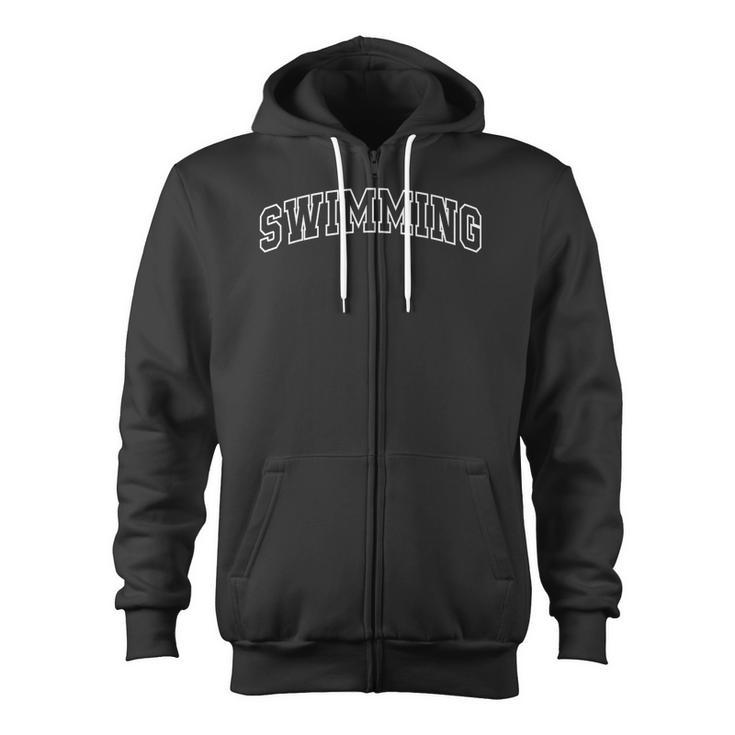 Swimming Athletic Lettering Swimmer Coach Zip Up Hoodie