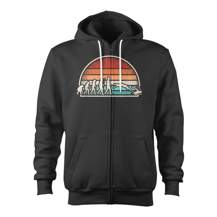 Swimming Evolution Retro Swim Swimmer Men Women Zip Up Hoodie