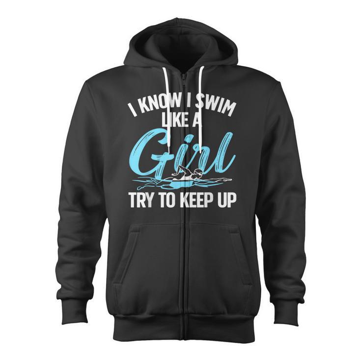 Swimming For Men Women Kids Swimmer Swim Lovers Zip Up Hoodie