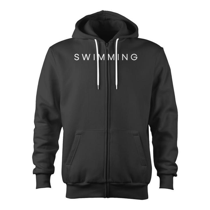 Swimming Minimalist Text Swimmer Coach Zip Up Hoodie