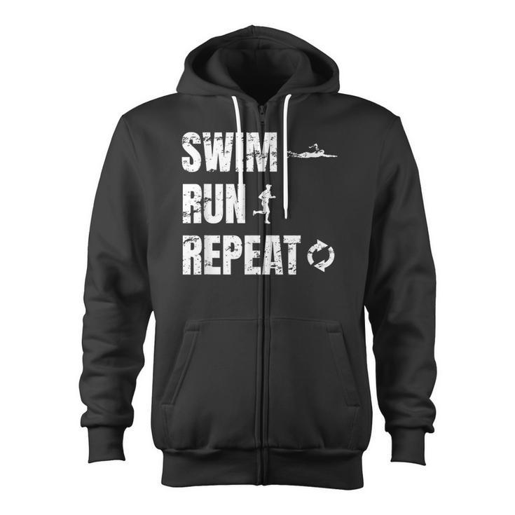 Swimrun Endurance Sports Swimming Running Swim Run Zip Up Hoodie