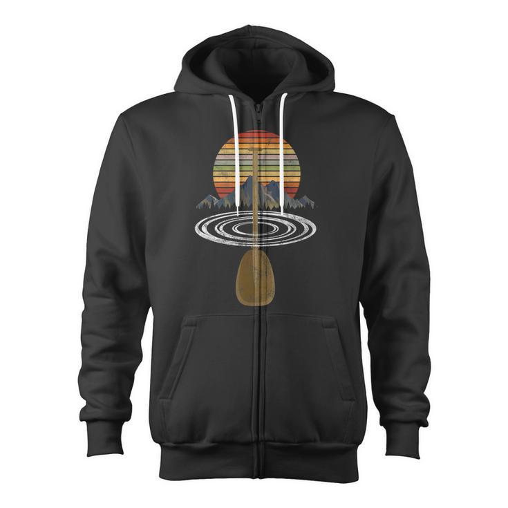 Vintage Retro Canoe Paddle & Mountains Rafting Zip Up Hoodie