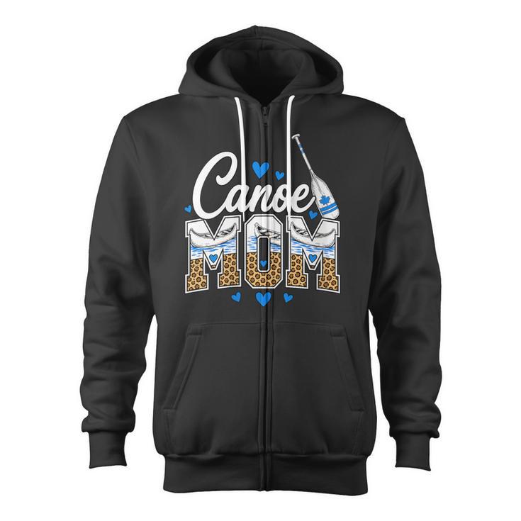 Women's Canoe Mom Leopard Print Paddle River Lake Sport Mother Zip Up Hoodie