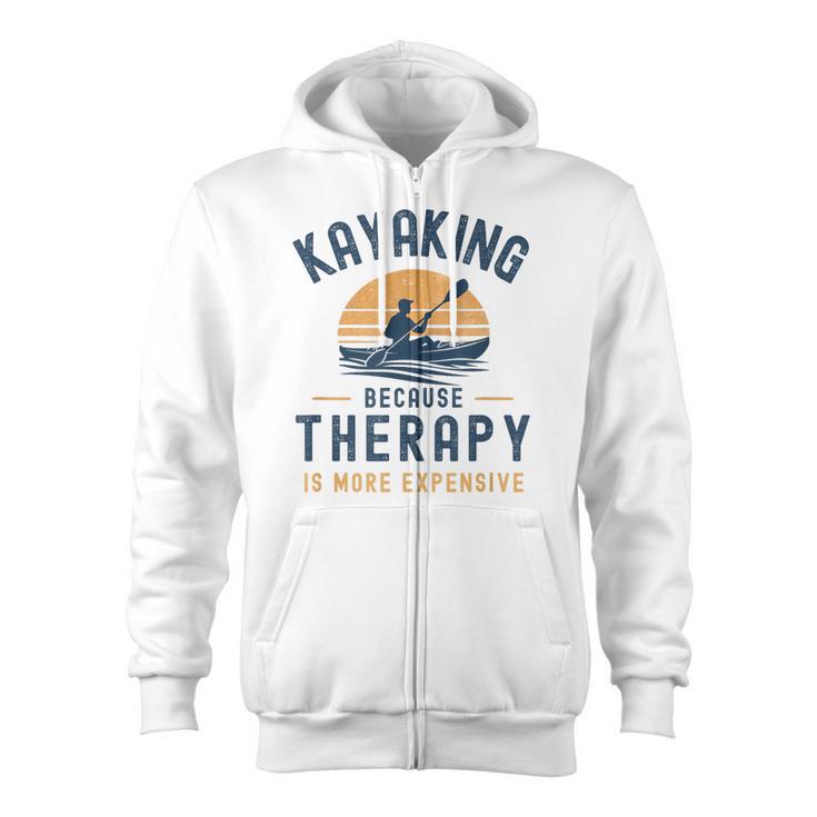 Kayaking Therapy Kayaker Canoe Paddle Lake River Zip Up Hoodie