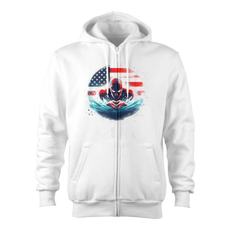 Swimming United States American Swimming Apparel Swimming Zip Up Hoodie