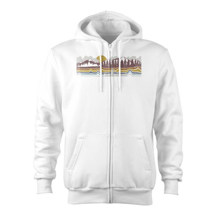 Trendy Canoe Silhouette Colourful Landscape Raglan Baseball Tee Zip Up Hoodie, trending gift