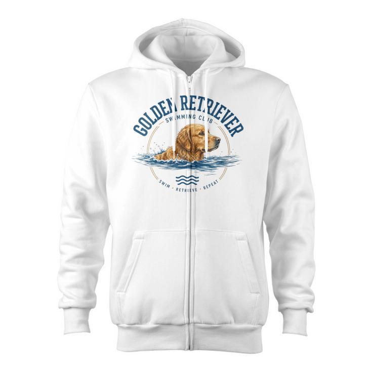 Women's Golden Retriever Swimming Zip Up Hoodie