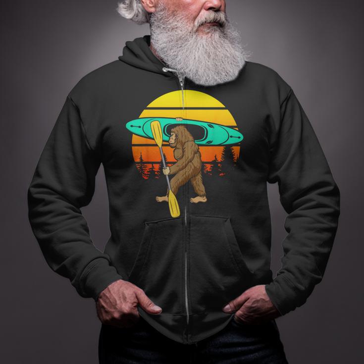 Bigfoot Kayak Paddling Lake Rafts Inflatable Canoe Sasquatch Zip Up Hoodie Bigfoot Kayak Paddling Lake Rafts Inflatable Canoe Sasquatch Zip Up Hoodie