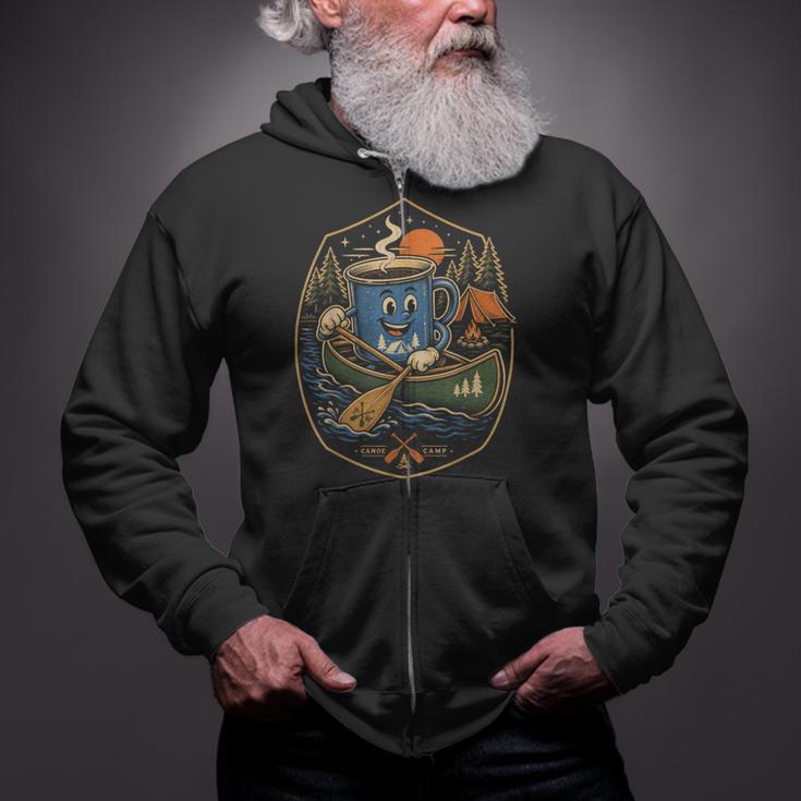 Canoe Camp Coffee Canoeing Paddle Zip Up Hoodie