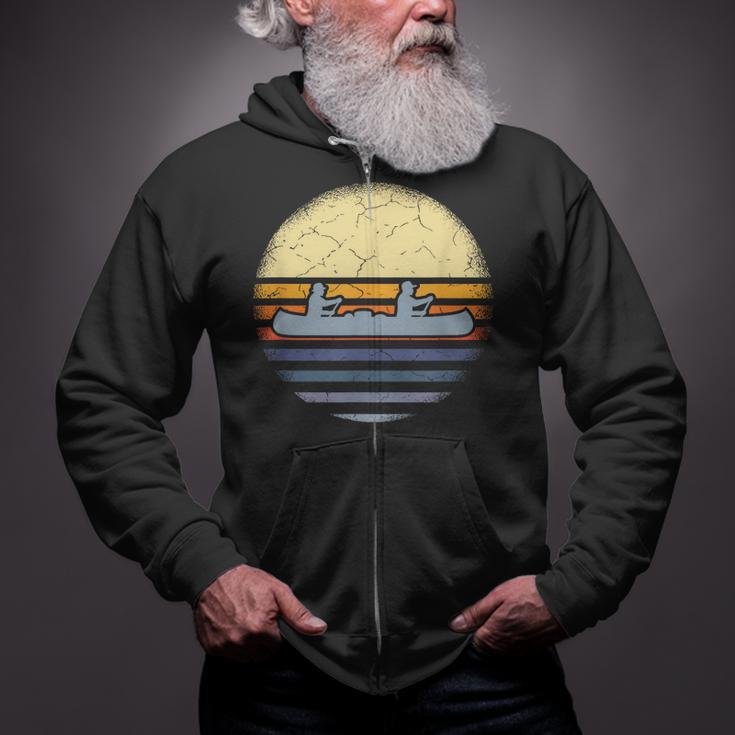 Canoe Canoeing Vintage Sunset Zip Up Hoodie