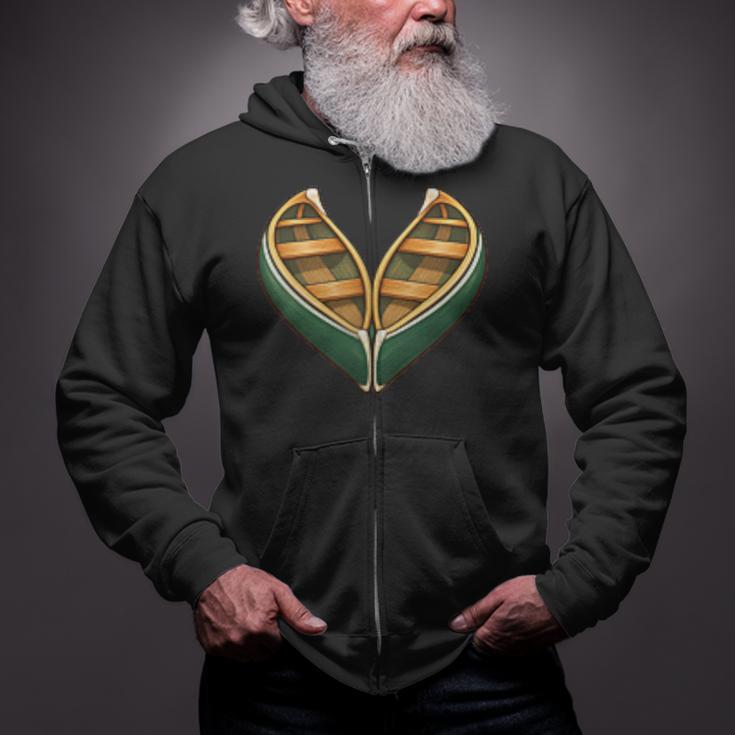 Canoe Heart Cute Minimalist Paddling Adventure Zip Up Hoodie