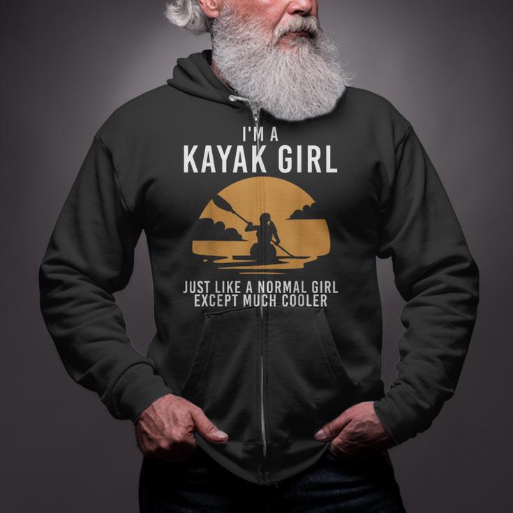 Cool Kayak For Women Girls Kayaker Canoe Kayaking Paddle Oar Zip Up Hoodie