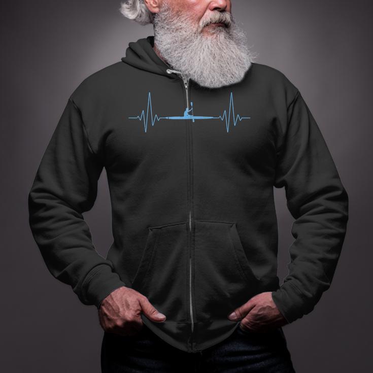Cool Kayaking Heartbeat Canoe Boating Kayaks Outdoor Sport Zip Up Hoodie