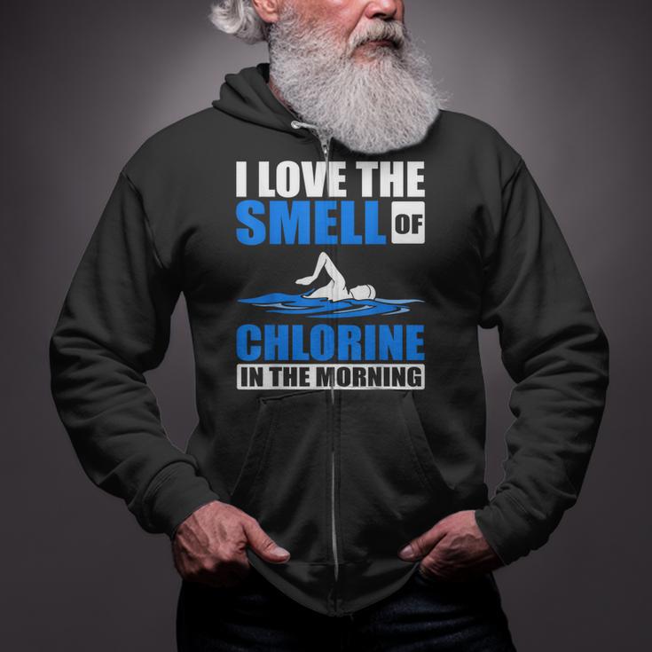 Cool Swimming Art Men Women Swimmer Swim Lover Pool Chlorine Zip Up Hoodie