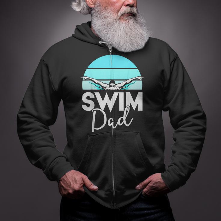 Dad Father School Swimming Meet Swimmer Swimmer Zip Up Hoodie Dad Father School Swimming Meet Swimmer Swimmer Zip Up Hoodie
