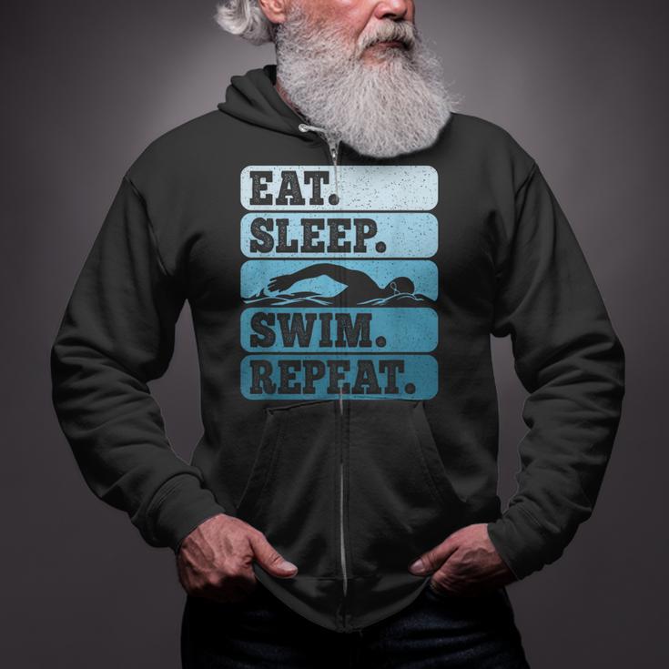 Eat Sleep Swim Vintage Swimming Lover Swimmer Men Women Zip Up Hoodie Eat Sleep Swim Vintage Swimming Lover Swimmer Men Women Zip Up Hoodie