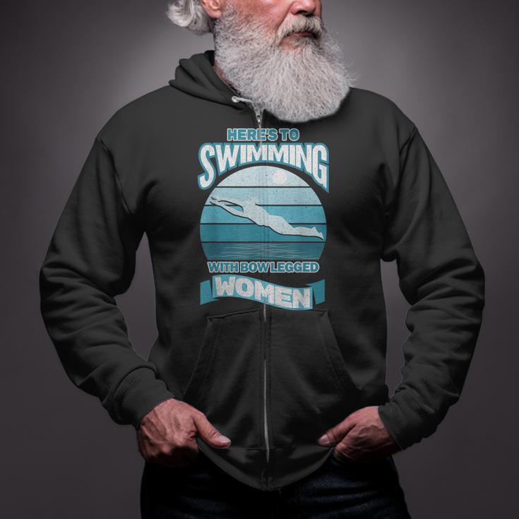 Here's To Swimming With Bow Legged Women Distressed Look Zip Up Hoodie Here's To Swimming With Bow Legged Women Distressed Look Zip Up Hoodie