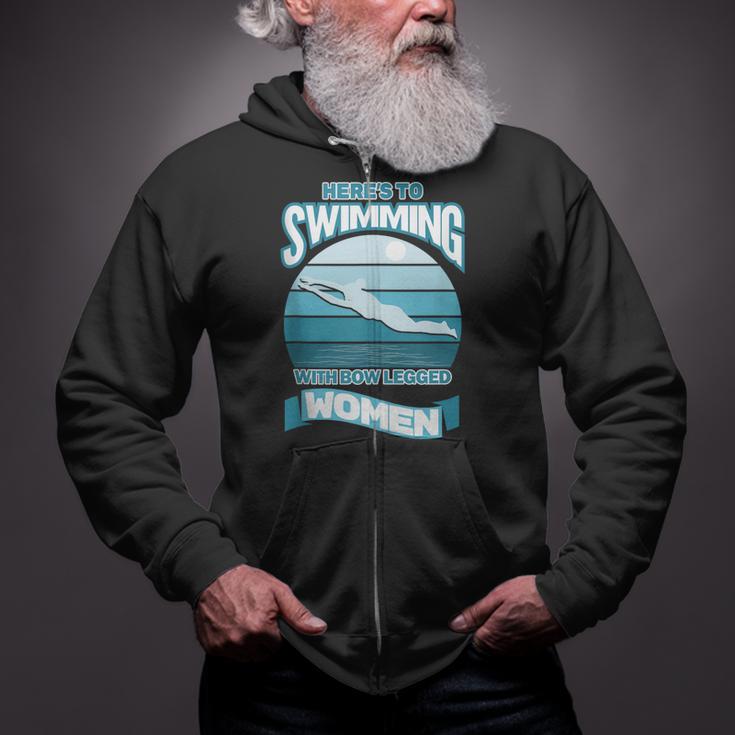 Here's To Swimming With Bow Legged Women Vintage Style Zip Up Hoodie Here's To Swimming With Bow Legged Women Vintage Style Zip Up Hoodie