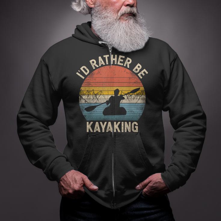 I'D Rather Be Kayaking Canoe Boating Vintage Kayak Zip Up Hoodie
