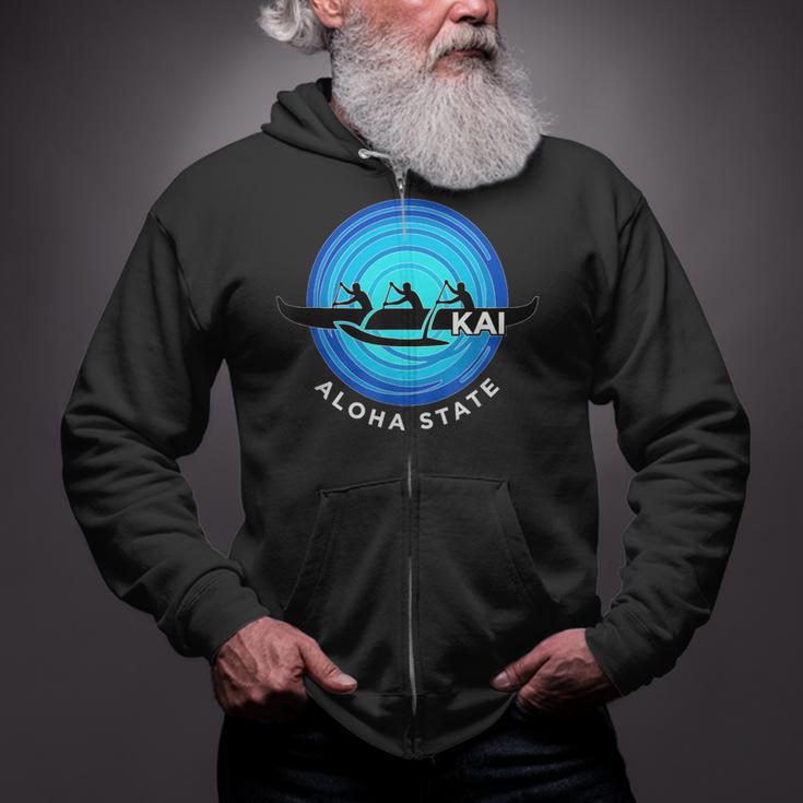 Kai Outrigger Canoe Hawaii Aloha State Paddling Retro Zip Up Hoodie Kai Outrigger Canoe Hawaii Aloha State Paddling Retro Zip Up Hoodie