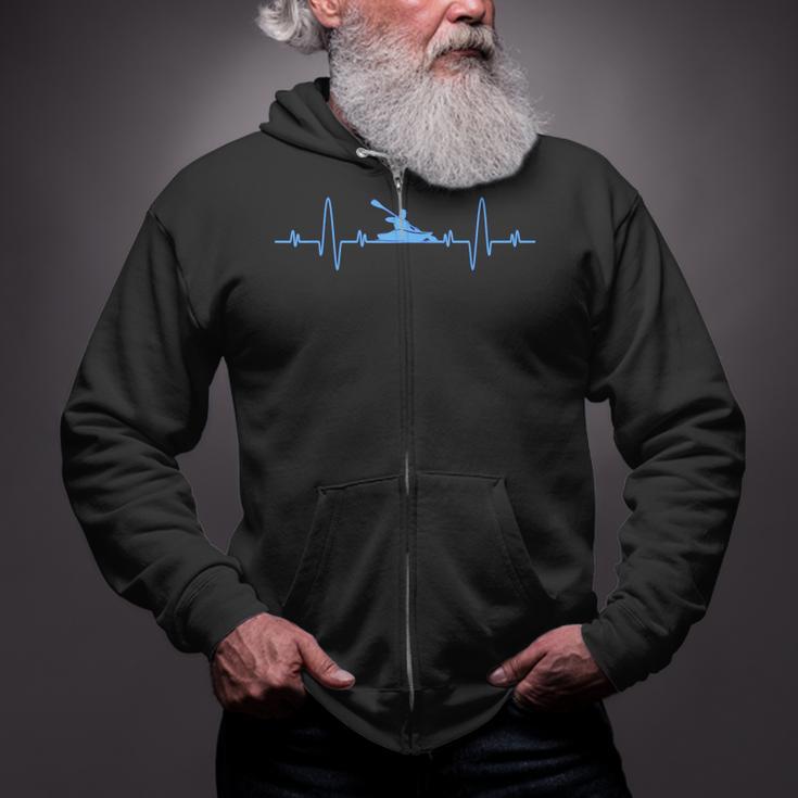 Kayaking Heartbeat Shirt Cool Canoe Boating Kayaks Zip Up Hoodie