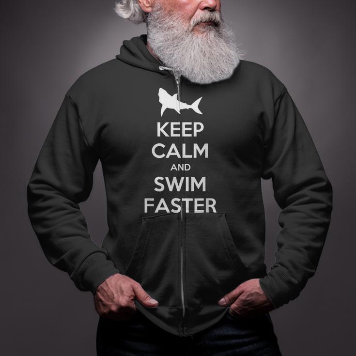 Keep Calm And Swim Faster Swimming T-Shirt Zip Up Hoodie