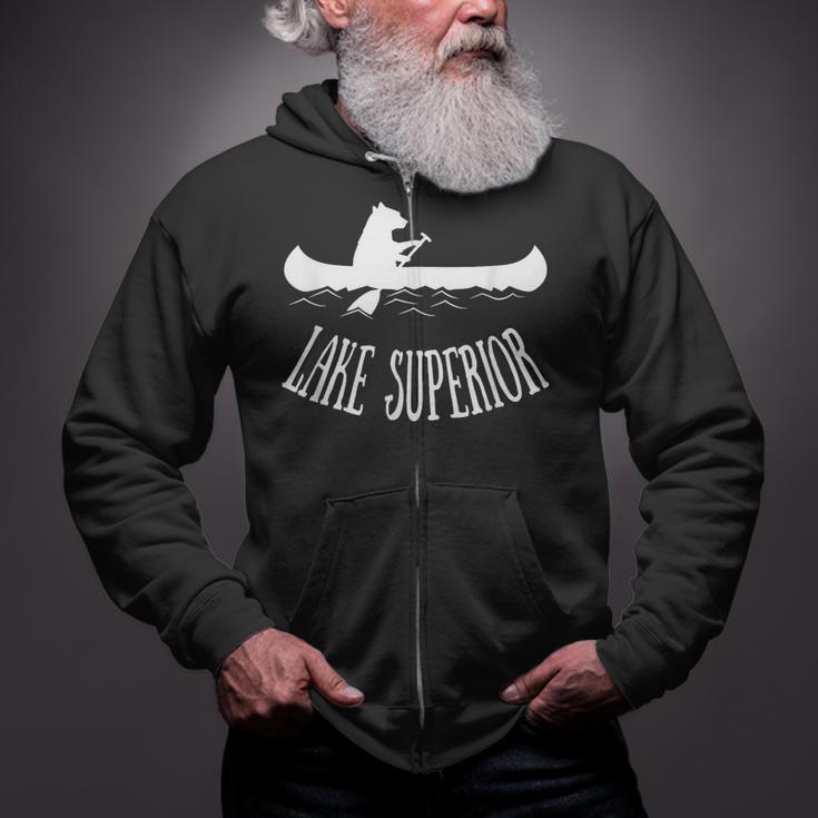 Lake Superior Bear Canoe Upper Peninsula For Yooper Zip Up Hoodie
