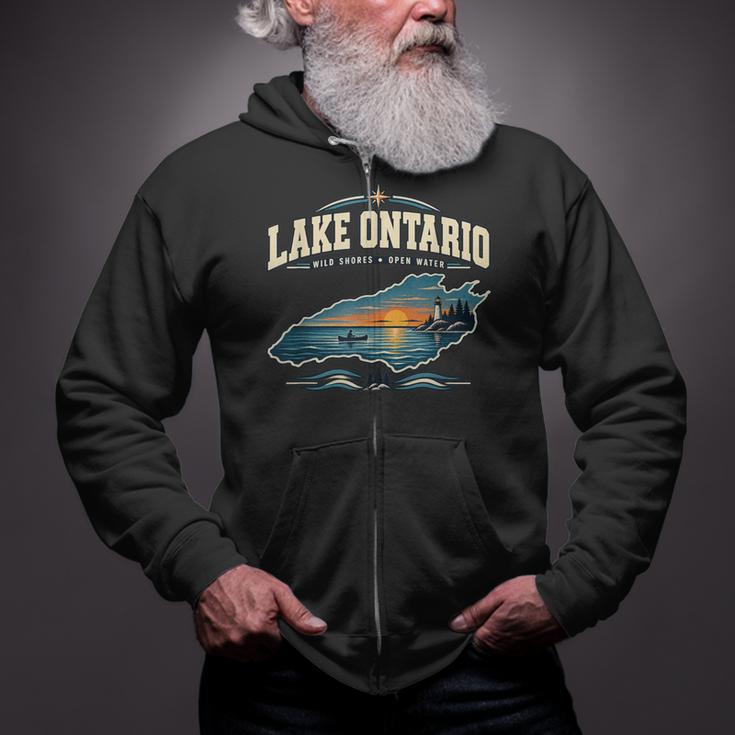 Lakes Lake Ontario Fishing Canoe Lighthouse Outdoor Zip Up Hoodie Lakes Lake Ontario Fishing Canoe Lighthouse Outdoor Zip Up Hoodie