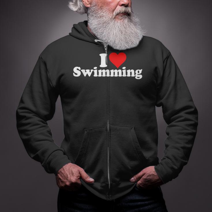 I LOVE HEART SWIMMING Zip Up Hoodie