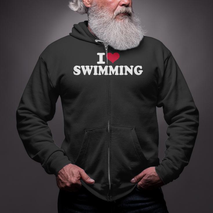 I Love Swimming Zip Up Hoodie