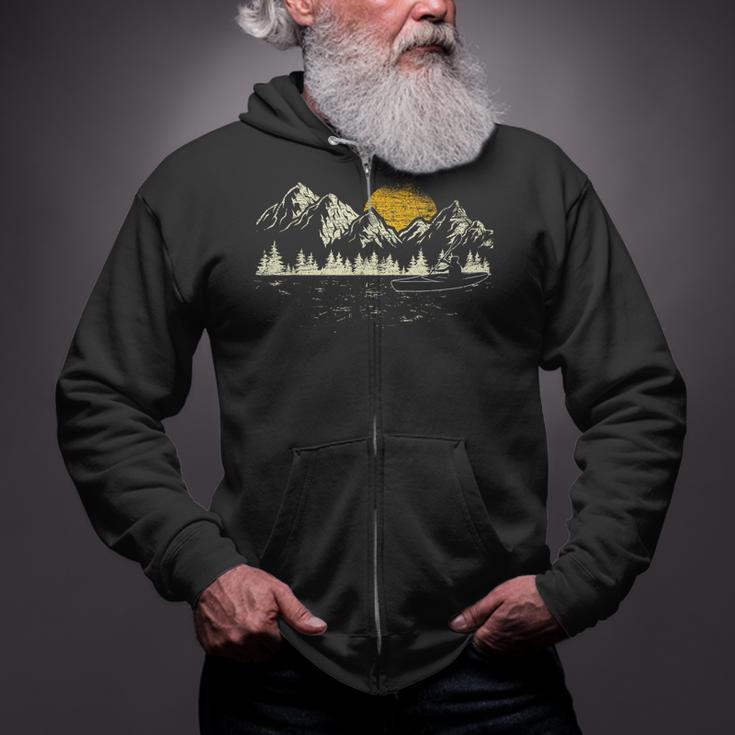 Mountain Kayaking Nature Water Sports Kayaker Canoeing Kayak Zip Up Hoodie
