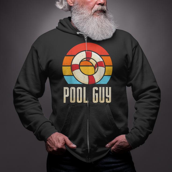 Pool Guy Swimming Attendant Attendants Rescuer Zip Up Hoodie