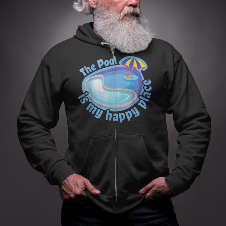 The Pool Is My Happy PlaceShirt Summer Swimming Tee Zip Up Hoodie