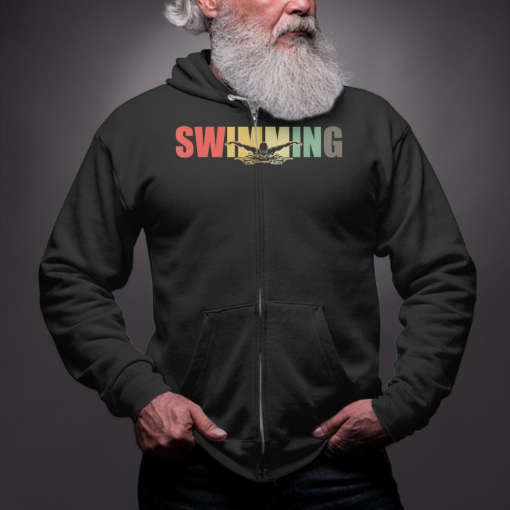 Retro Swimming Vintage Swimming Swimmer Zip Up Hoodie