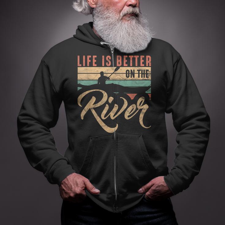 Rowing Canoe Kajak Life Is Better On The River Zip Up Hoodie