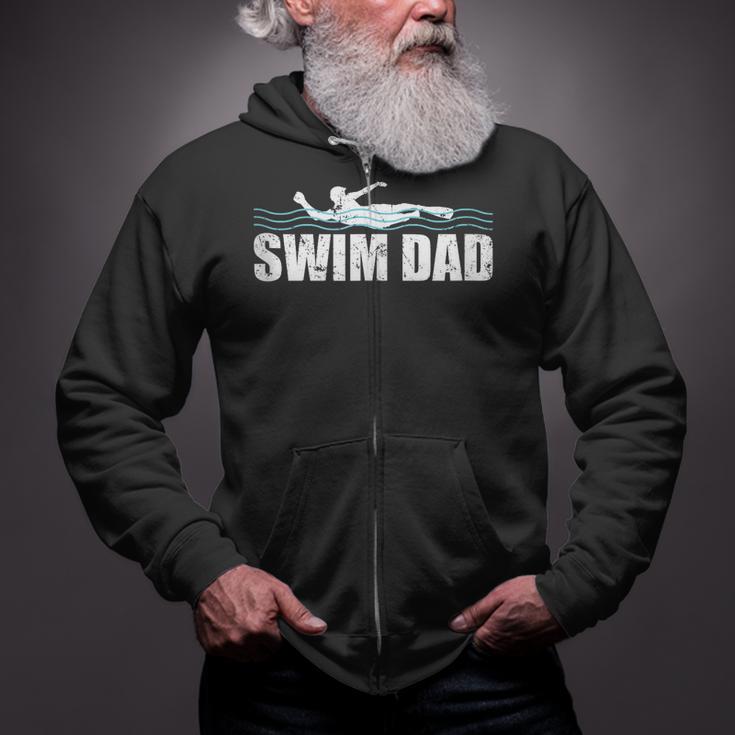 Swim Dad Support Swimming Father Sport Zip Up Hoodie Swim Dad Support Swimming Father Sport Zip Up Hoodie
