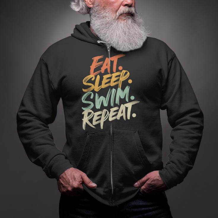 Swimmer Eat Sleep Swim Repeat I Swimming Zip Up Hoodie