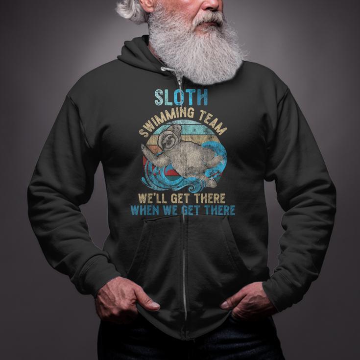 Swimmer Swim Sloth Swimming Team Retro Zip Up Hoodie Swimmer Swim Sloth Swimming Team Retro Zip Up Hoodie