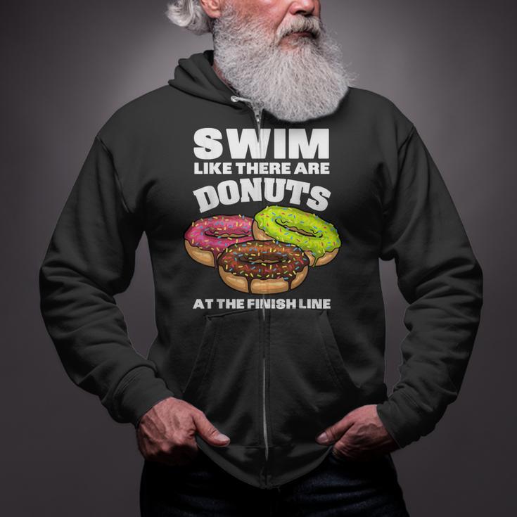 Swimming Donut Men Women Swimmer Sports Athlete Zip Up Hoodie
