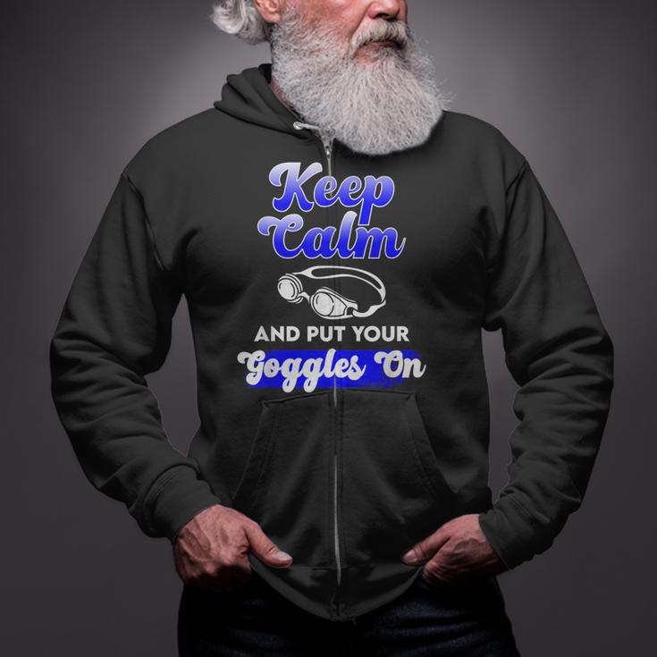 Swimming Goggles Saying Swim Team Gear Zip Up Hoodie