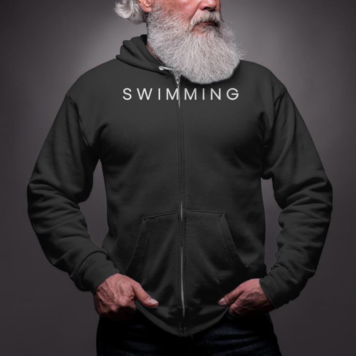 Swimming Minimalist Text Swimmer Coach Zip Up Hoodie Swimming Minimalist Text Swimmer Coach Zip Up Hoodie