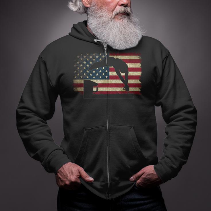 Swimming Swim Team Distressed American Flag USA Swimmer Zip Up Hoodie Swimming Swim Team Distressed American Flag USA Swimmer Zip Up Hoodie