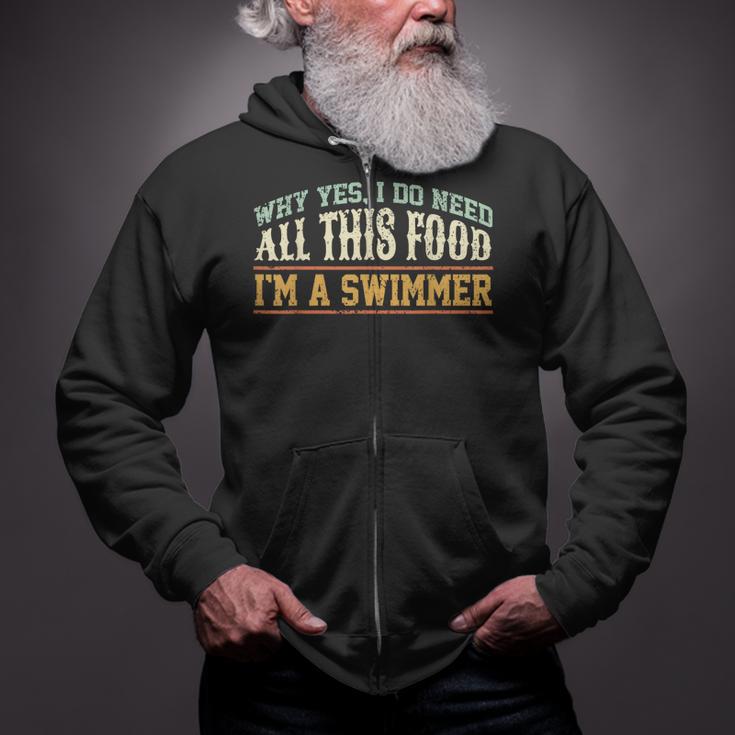 Swimming Swimmer Eating Swim Zip Up Hoodie
