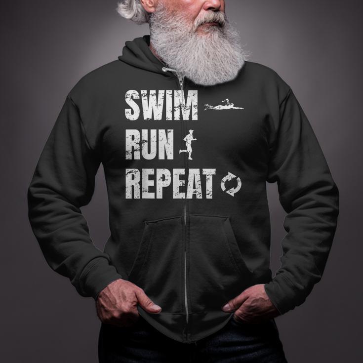 Swimrun Endurance Sports Swimming Running Swim Run Zip Up Hoodie