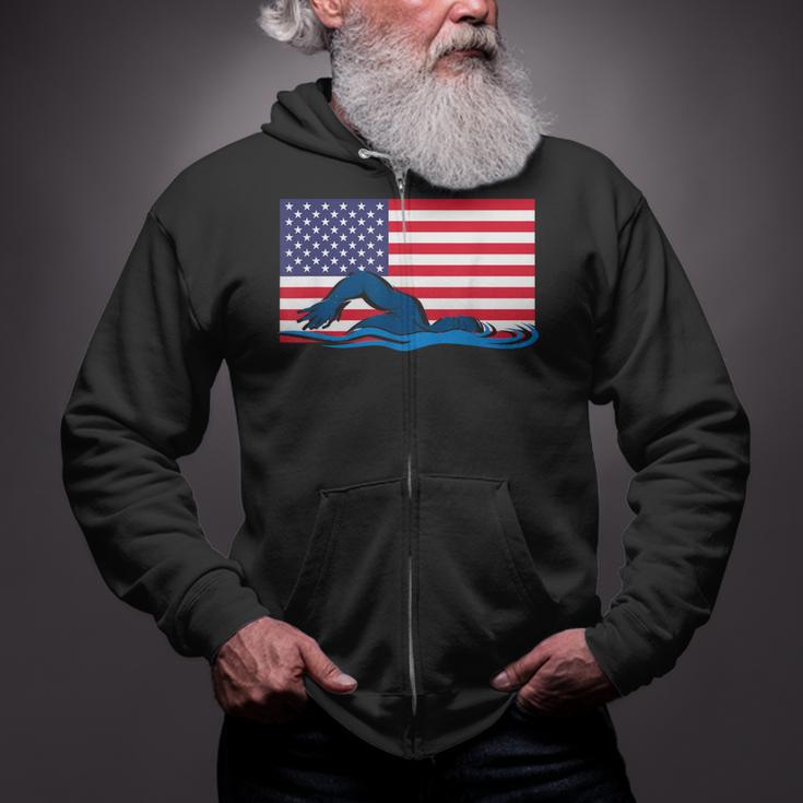 USA Flag Swimmer Swimming Sport Athlete Swim Swimming Zip Up Hoodie USA Flag Swimmer Swimming Sport Athlete Swim Swimming Zip Up Hoodie